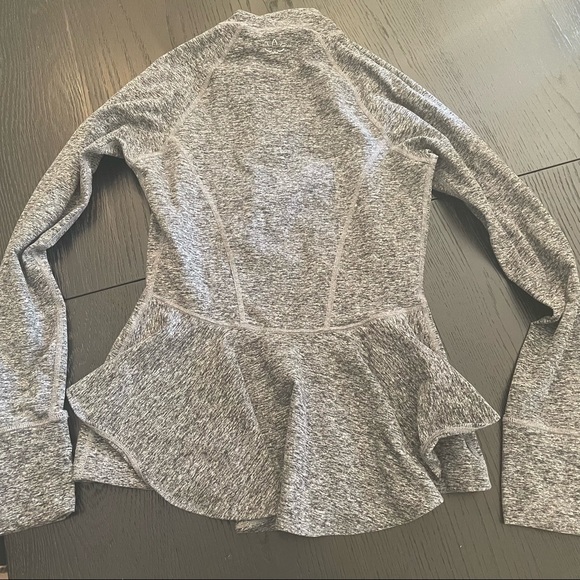 Beyond yoga super soft brushed cotton zip up with ruffle detail on back - Picture 3 of 4